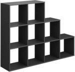 Vicco Treppenregal, Anthrazit, 142.4 x 107.8 cm, einsetzbar als Raumteiler mit 9