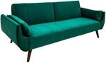 invicta INTERIOR Retro Schlafsofa DIVANI 220cm smaragdgr&uuml;n Samt Bettfunktion