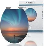 SCH&Uuml;TTE WC-Sitz Holzkern HG POLAR LIGHTS, Hochglanz Toilettensitz mit