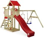 Wickey Spielturm Kletterger&uuml;st MultiFlyer Light, Schaukel & roter Rutsche, Outdoor