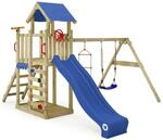 Wickey Spielturm Kletterger&uuml;st MultiFlyer Light, Schaukel & Blauer Rutsche, Outdoor