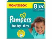 Pampers Windeln Größe 8 (17kg+) Baby-Dry, Extra Large, MONATSBOX, bis zu 12 Stunden
