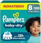 Pampers Baby-Dry Gr&ouml;&szlig;e 8, 120 Windeln, 17kg+, bis zu 100 Prozent Auslaufschutz und