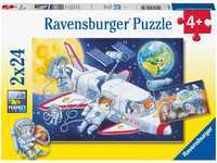 Ravensburger Kinderpuzzle - 05665 Reise durch den Weltraum - 2x24 Teile Puzzle für