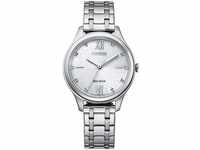 Citizen Damen Analog Eco-Drive Uhr mit Edelstahl Armband EM0500-73A, Silber