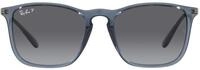 Ray-Ban RB4187 Chris 6592T3 Unisex Sonnenbrille, Transparent Blau/Grau schattiert,