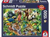 Schmidt Spiele 57385 Kunterbunte Tierwelt, 1500 Teile Puzzle, Mehrfarbig