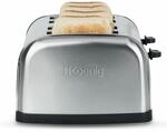 H.Koenig Toaster Toast Toaster 4 Scheiben TOAS14 Breite Schlitze Vintage Edelstahl, 6