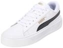 PUMA Damen Smash Platform V3 Sneaker, White Black Gold, 38 EU
