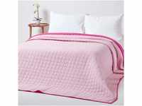 Homescapes Gesteppte Tagesdecke, pink/rosa, Bettüberwurf aus 100% Baumwolle,