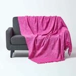 Homescapes Wohndecke Nirvana Slub pink &ndash; handgewebte Baumwolldecke 255x360 cm,
