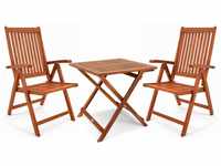 Casaria® Gartenmöbel Set 3-TLG Holz Wetterfest Eukalyptus Stühle Klappbar