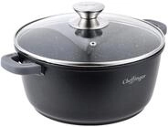 Kochtopf Aluguss Induktion &Oslash;20cm Suppentopf Pfanne Topf Deckel Brattopf Schwarz