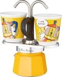 Bialetti Mini Express Farbe Gelb, Kaffeemaschine + 2 Gl&auml;ser