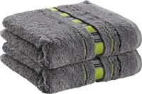 Erwin M&uuml;ller Handtuch-Set 2er-Pack Achern grau/gr&uuml;n Gr&ouml;&szlig;e 50x100 cm - #500g/m&sup2; -