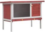 vidaXL Holz Kaninchenstall 1 Ebene Rot Kleintierhaus Hasenstall Kaninchenk&auml;fig