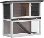 vidaXL Holz Kaninchenstall 1 T&uuml;r Grau Hasenstall Kaninchenk&auml;fig Hasenk&auml;fig