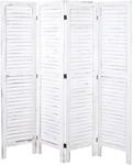 Paravent HWC-G30, Trennwand Sichtschutz Raumteiler, Shabby-Look 170x162cm - wei&szlig;