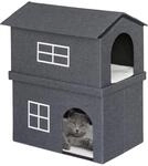 Relaxdays Katzenhaus aus Stoff, Katzenh&ouml;hle mit 2 Eing&auml;ngen, HxBxT: 71,5 x 62,5 x