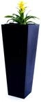 Pflanzk&uuml;bel, Blumenk&uuml;bel Fiberglas s&auml;ule konisch 30x30x90cm elegant schwarz...