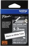 Brother Original Pro Tape HSe-211E Schrumpfschlauch &ndash; schwarz auf wei&szlig;, 5,2...