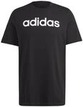 adidas Herren Essentials Single Jersey Linear Embroidered Logo Tee, Black, S