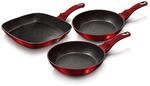 BerlingerHaus Haus Burgundy Set 2 Bratpfannen 1 Grillpfanne Induktion 20-24-28cm,