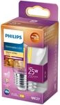 Philips LED Classic E27 WarmGlow Lampe, 25 W, Tropfenform, dimmbar, klar, warmwei&szlig;