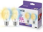 WiZ Tunable White LED Lampen E27 2er-Pack (806 lm), 60 W transparente Filament Lampen