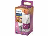 Philips LED Classic E27 WarmGlow Lampe, 75 W, Tropfenform, dimmbar, matt, warmweiß
