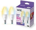 WiZ Tunable White LED Lampen E14 2er-Pack (470 lm), 40 W Kerzenlampen mit warm- bis