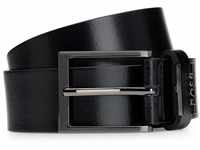 BOSS Herren Cole-Ant Sz35 Gürtel aus italienischem Leder mit Logo-Schlaufe Schwarz