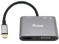 Equip 133483 USB-C Multifunktionsadapter 5-in-1-USB-C-zu-HDMI/VGA/USB 3.0/AUX/USB-C
