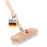 Schrubber 22cm wei&szlig;e Kunstfaser Borsten mit Stiel 120cm Lang Holzstiel