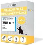 PiuPet&reg; Katzennetz Drahtverst&auml;rkt I 8x3m I schwarz I Befestigungsset inklusive I