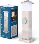 UNITEC Edelstahls&auml;ule mit 2 Steckdosen & Lampe ohne Kabel, Silber