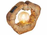 Globo Lighting LED Solarleuchte in Holzfarben braun mit Globe Höhe 25,5cm...