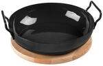 Karl Kr&uuml;ger Schlemmerpfanne mit Holzteller, 24 cm, Schwarz, 1224H