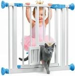 KIDIZ Absperrgitter zum Klemmen mit Katzenklappe, T&uuml;rschutzgitter, Autoclose Kinder