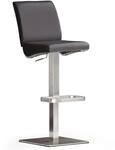 Robas Lund Barhocker Schwarz Leder mit Lehne Barstuhl drehbar 180 Grad, Hocker