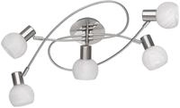 meineWunschleuchte Deckenstrahler 5-flammig mit Glasschirmen wei&szlig;, Breite 52cm