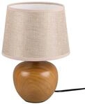 Reality Leuchten Tischleuchte Luxor R50621035, Keramik holzfarbig, Schirm Stoff