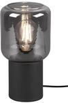 Reality Leuchten Tischleuchte Nico R50591032, Metall Schwarz matt, Glas rauchfarbig,