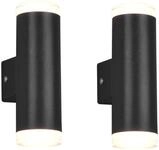 meineWunschleuchte 2er Set Badezimmer Wandleuchten Up & Down in Schwarz matt,...