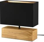 Reality Leuchten Tischleuchte Woody R50181080, Metall Schwarz matt, Fu&szlig; Holz,