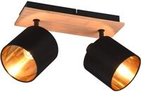 Reality Leuchten Strahler Tommy R81332030, Metall Schwarz matt, Holzdekor,