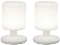 2er SET - Aufladbare Outdoor LED Tischleuchten mit Akku in Wei&szlig; H&ouml;he 20cm