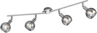 Reality Leuchten Spotbalken Brest R80594006, Metall Chrom, Glas smoke, exkl. 4x E14