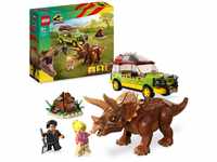 LEGO Jurassic Park Triceratops-Forschung, Dinosaurier Spielzeug mit Figur und Auto
