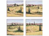 ARTLAND Leinwandbilder Set 4tlg. je 40x40 cm Quadratisch Wandbilder Landschaft